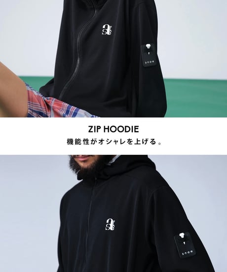 【ANTIQUAGOLF×STCH】UNISEX(ユニセックス)zip hoodie-black