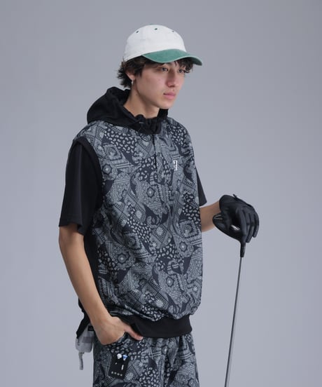 【 ANTIQUAGOLF×STCH 】paisley pattern vest-black