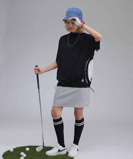 【ANTIQUAGOLF×STCH】UNISEX(ユニセックス)mesh switching tops-black