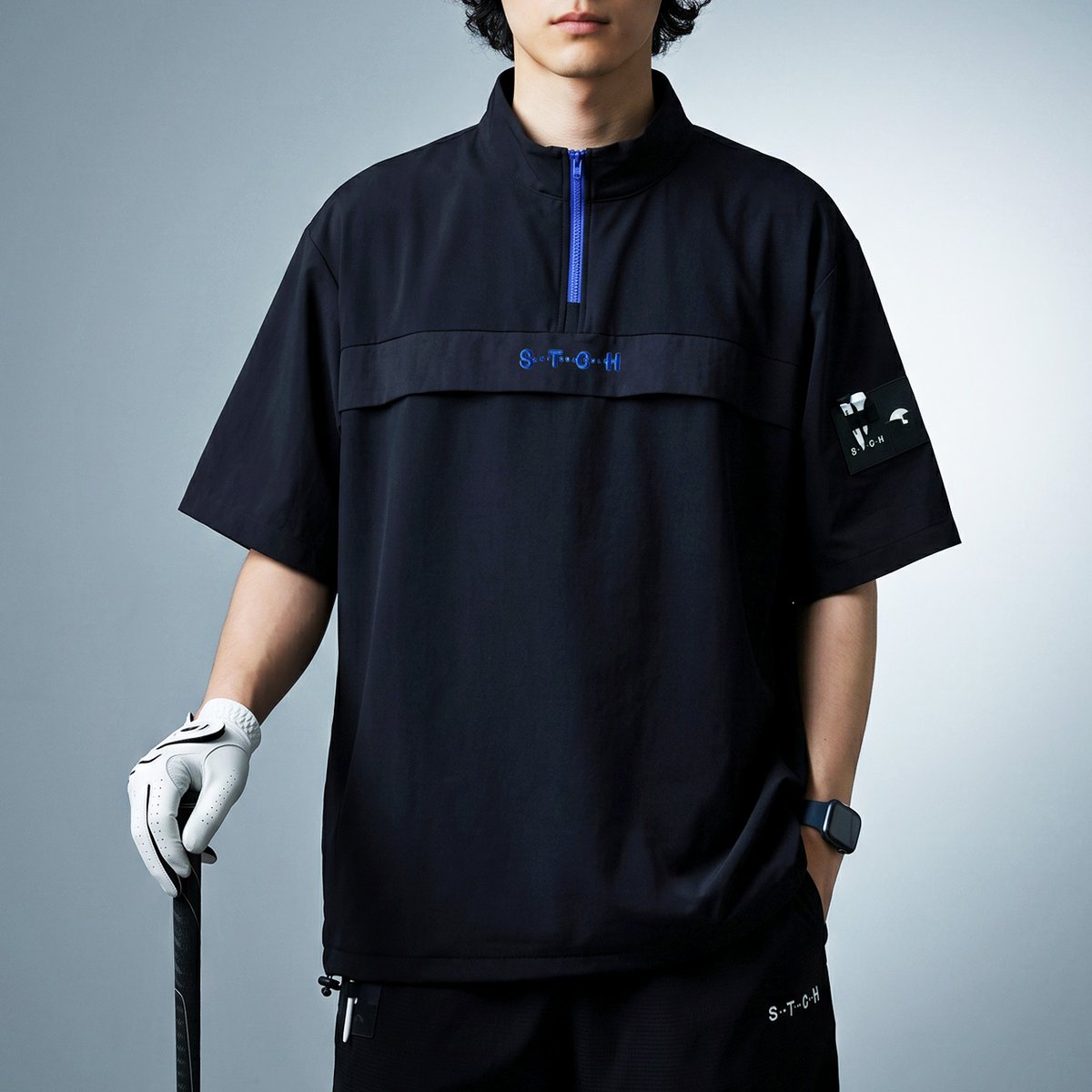 ANTIQUA GOLF×STCH】Half-Zip pullover-black | 【公
