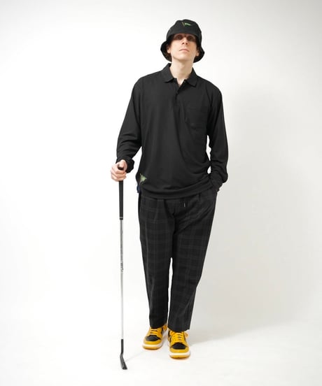 STCH ORIGINAL【Flag logo polo L/S-black】