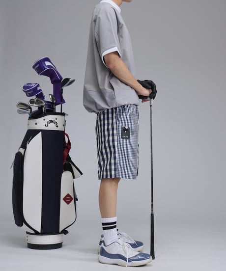 【ANTIQUAGOLF×STCH】UNISEX(ユニセックス)check half pants-navy