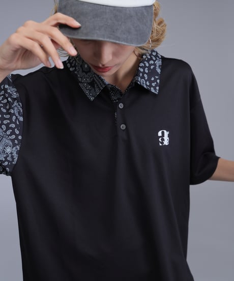 【 ANTIQUAGOLF×STCH 】paisley pattern polo-black