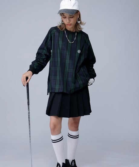 【ANTIQUAGOLF×STCH】UNISEX（ユニセックス）check logo pullover-blackwatch