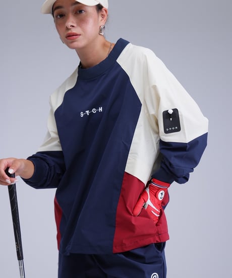 【ANTIQUAGOLF×STCH】Color Block Pullover-navy
