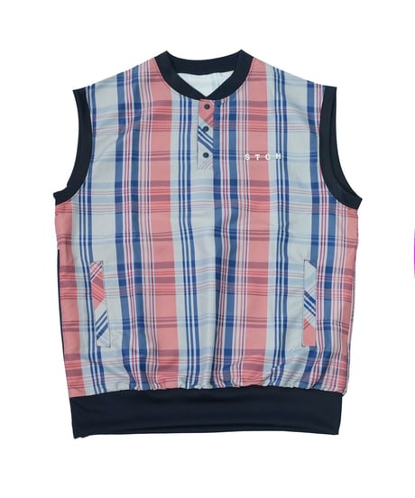【ANTIQUAGOLF×STCH】UNISEX（ユニセックス）check logo vest-red