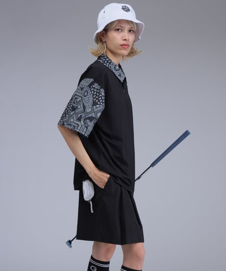 【 ANTIQUAGOLF×STCH 】paisley pattern polo-black