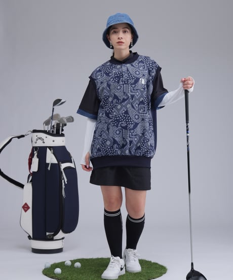 【 ANTIQUAGOLF×STCH 】paisley pattern vest-NAVY