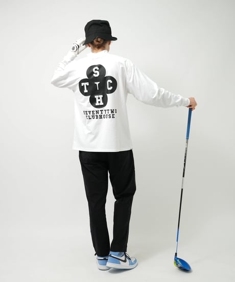 STCH ORIGINAL【 Clover logo mock neck-white 】