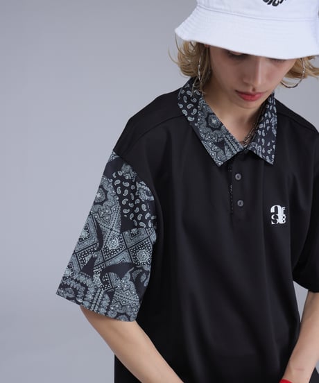 【 ANTIQUAGOLF×STCH 】paisley pattern polo-black