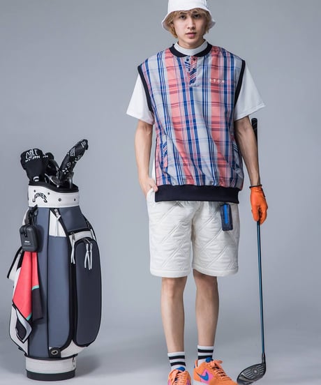 【ANTIQUAGOLF×STCH】UNISEX（ユニセックス）check logo vest-red