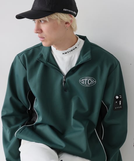【ANTIQUAGOLF×STCH】 Half Zip LOGO Tops-green