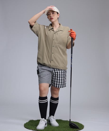 【ANTIQUAGOLF×STCH】UNISEX(ユニセックス)check half pants-black