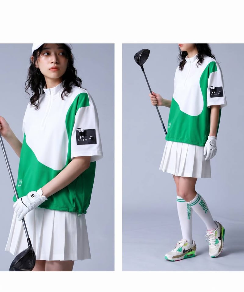 ANTIQUA GOLF×STCH】Color block Tops-greenmix |