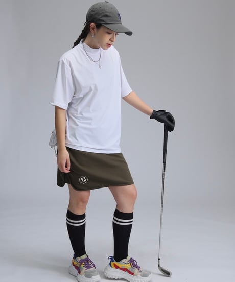 【ANTIQUAGOLF×STCH】UNISEX(ユニセックス)side logo mockneck tops-white