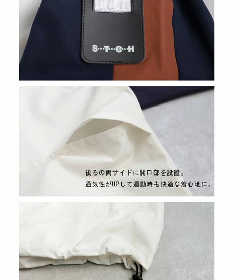 【 ANTIQUAGOLF×STCH 】halfzip contrast pullover-offwhite×navy