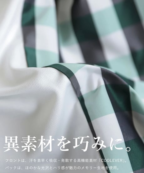 【ANTIQUAGOLF×STCH】UNISEX(ユニセックス)check pattern switching tops-black