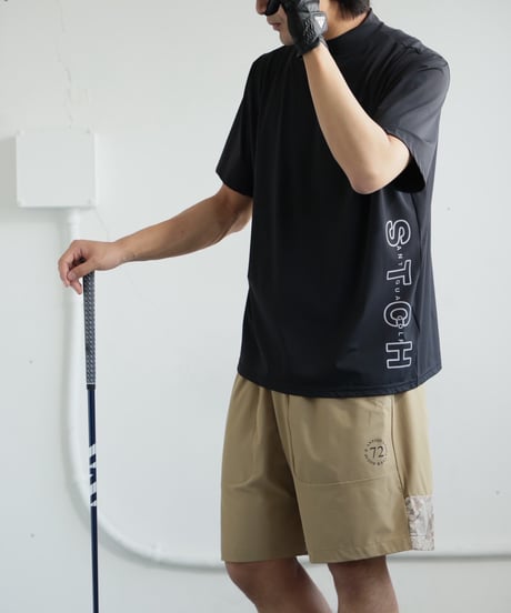 【ANTIQUAGOLF×STCH】UNISEX(ユニセックス)side logo mockneck tops-black