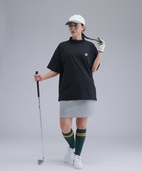【 ANTIQUAGOLF×STCH 】printed short sleeve tops-black