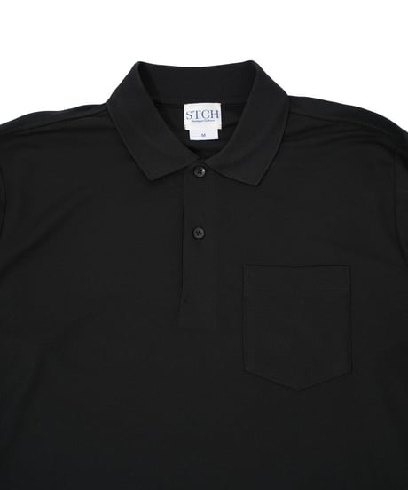 STCH ORIGINAL【Flag logo polo L/S-black】