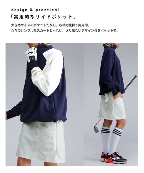 【ANTIQUAGOLF×STCH】LADIES（レディース）pocket design skirt-white