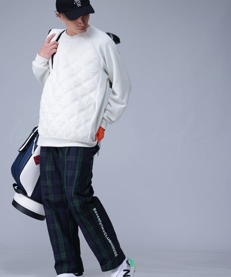 【ANTIQUAGOLF×STCH】UNISEX（ユニセックス）check logo pants-blackwatch