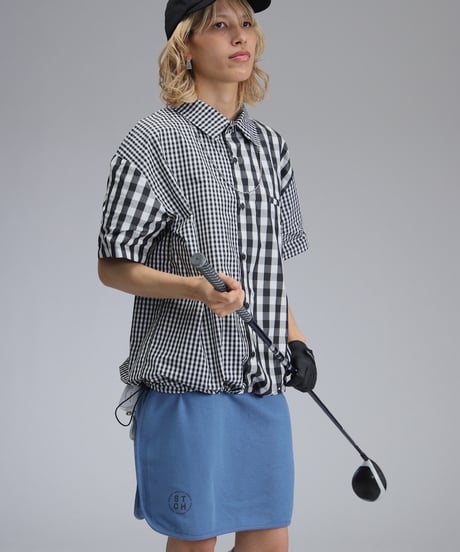 【 ANTIQUAGOLF×STCH 】coloorblock logo skirt-blue