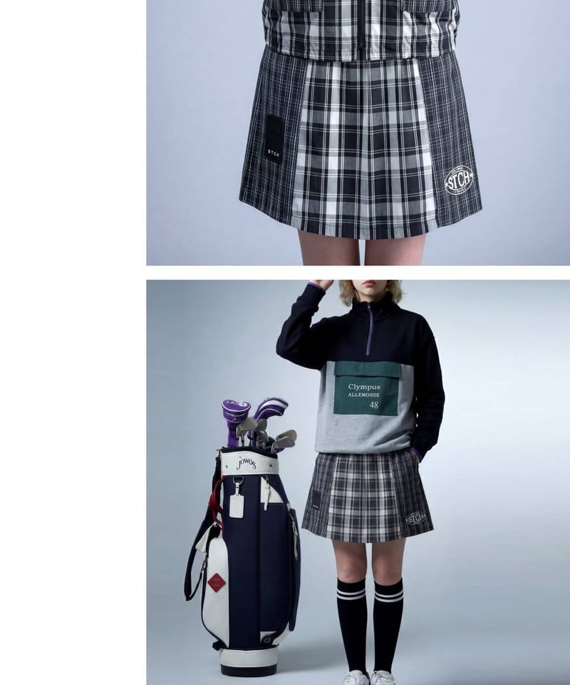 ANTIQUAGOLF×STCH】 Check Logo Skirt-black | 【公式