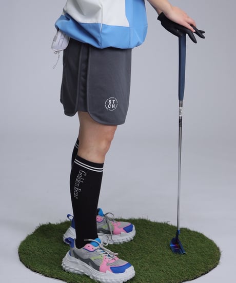 【 ANTIQUAGOLF×STCH 】coloorblock logo skirt-darkgray
