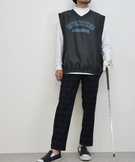 STCH 【college logo nylon vest- charcoal gray】