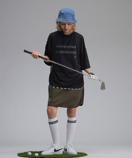 【ANTIQUAGOLF×STCH】UNISEX(ユニセックス)check pattern switching tops-black