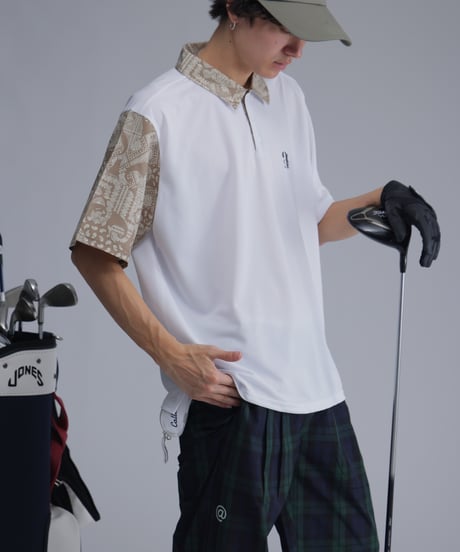 【 ANTIQUAGOLF×STCH 】paisley pattern polo-beige