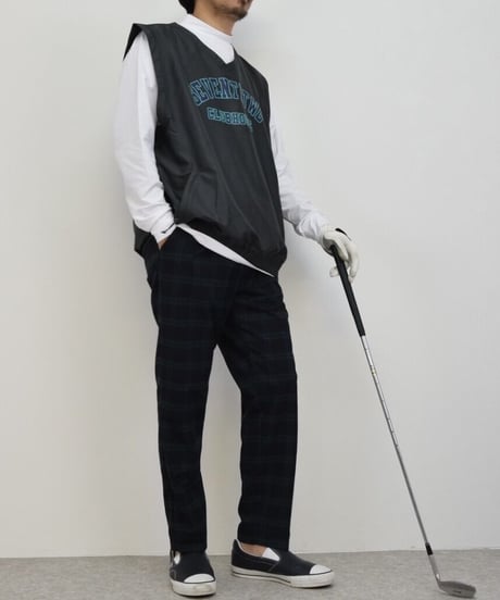 STCH 【college logo nylon vest- charcoal gray】