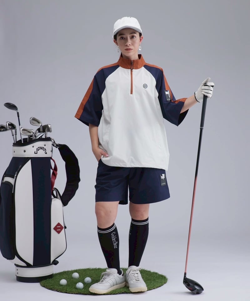ANTIQUAGOLF×STCH 】halfzip contrast pullover-o