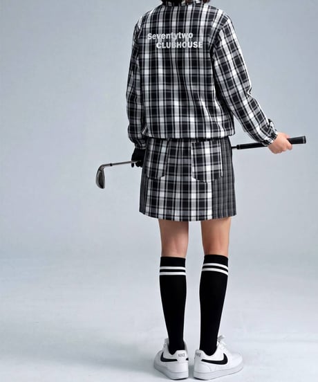 【ANTIQUAGOLF×STCH】 Check Logo Skirt-black