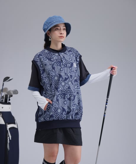 【 ANTIQUAGOLF×STCH 】paisley pattern vest-NAVY