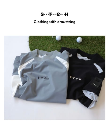 【ANTIQUAGOLF×STCH】UNISEX(ユニセックス)colored tech halfsleeve-black