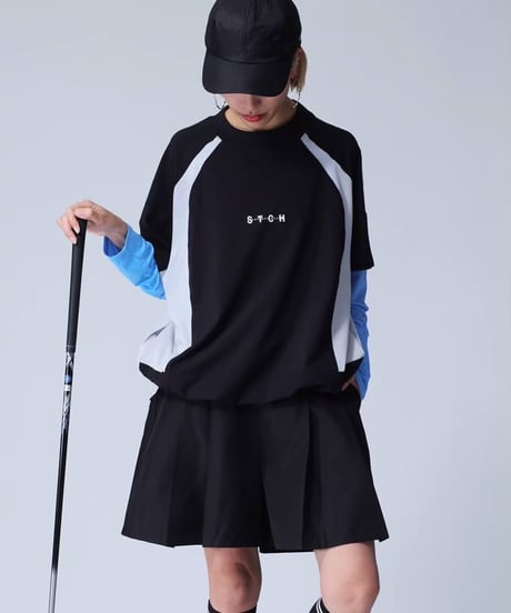 【ANTIQUAGOLF×STCH】UNISEX(ユニセックス)colored tech halfsleeve-black