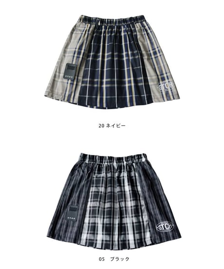 【ANTIQUAGOLF×STCH】 Check Logo Skirt-navy