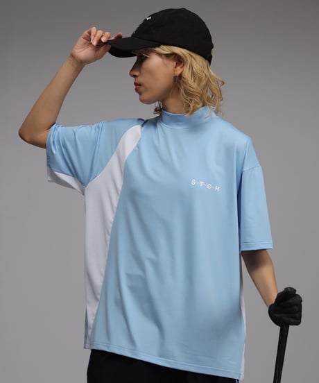 【 ANTIQUAGOLF×STCH 】Asymmetry Logo Tops-light blue