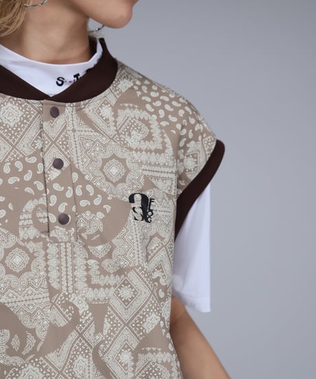 【 ANTIQUAGOLF×STCH 】paisley pattern vest-brown