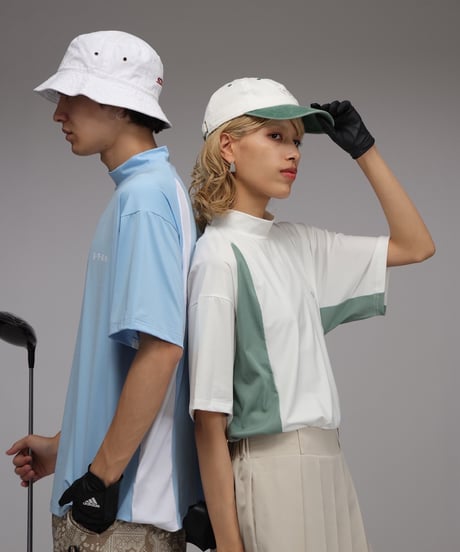 【 ANTIQUAGOLF×STCH 】Asymmetry Logo Tops-light blue