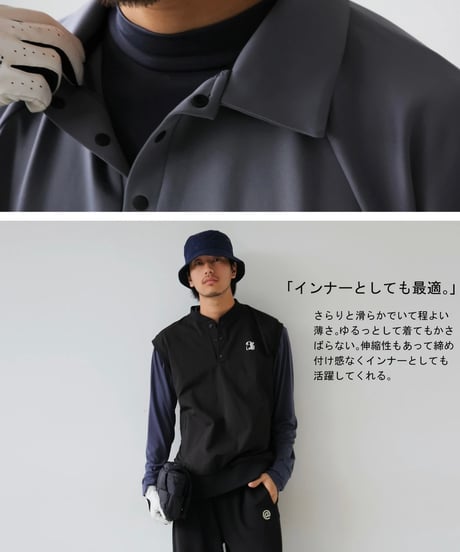 【ANTIQUAGOLF×STCH】UNISEX（ユニセックス）high twisted yarn mock neck-green