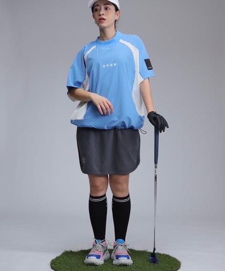 【 ANTIQUAGOLF×STCH 】coloorblock logo skirt-darkgray