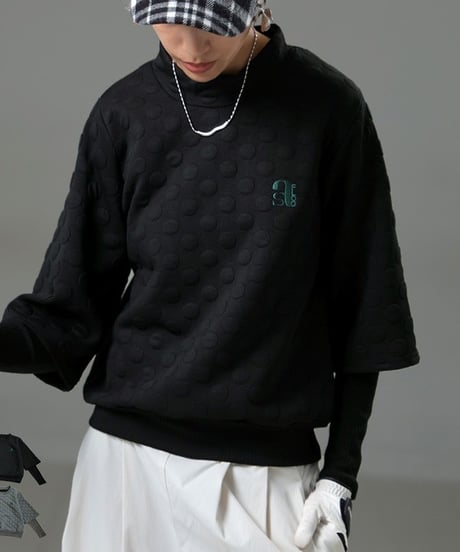 【ANTIQUAGOLF×STCH】dot layered tops-black