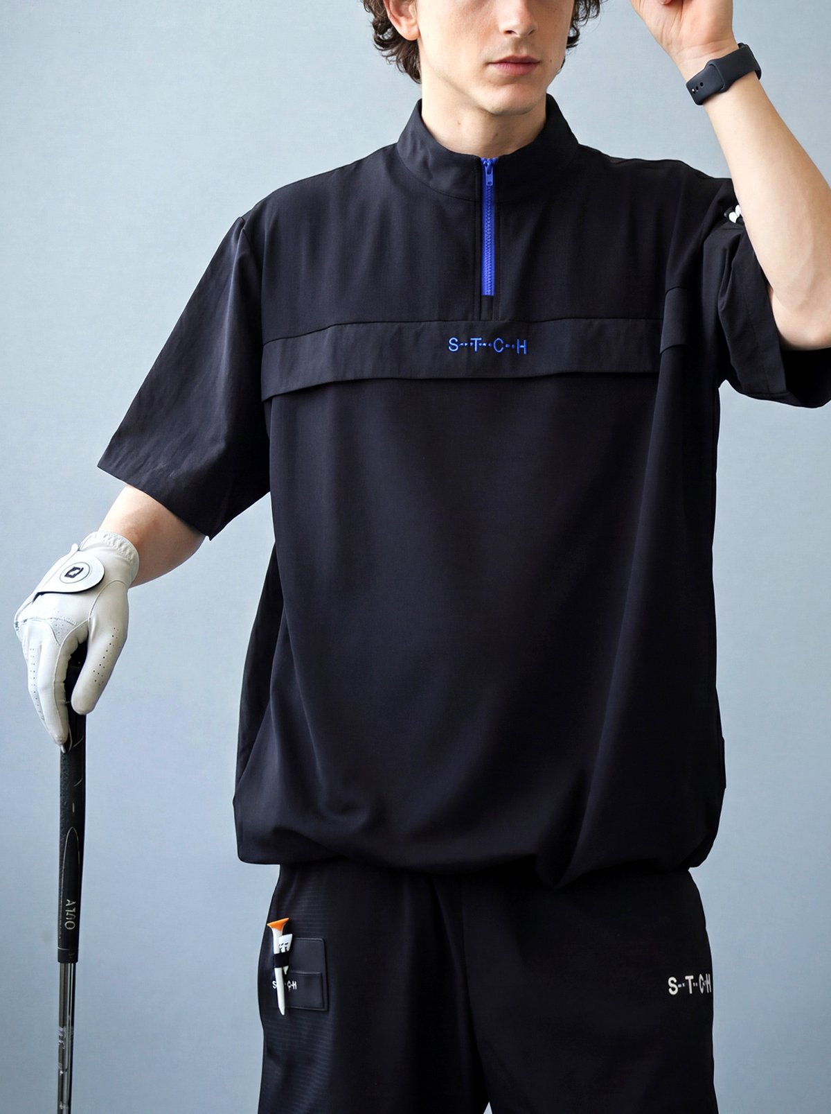 ANTIQUA GOLF×STCH】Half-Zip pullover-black | 【公