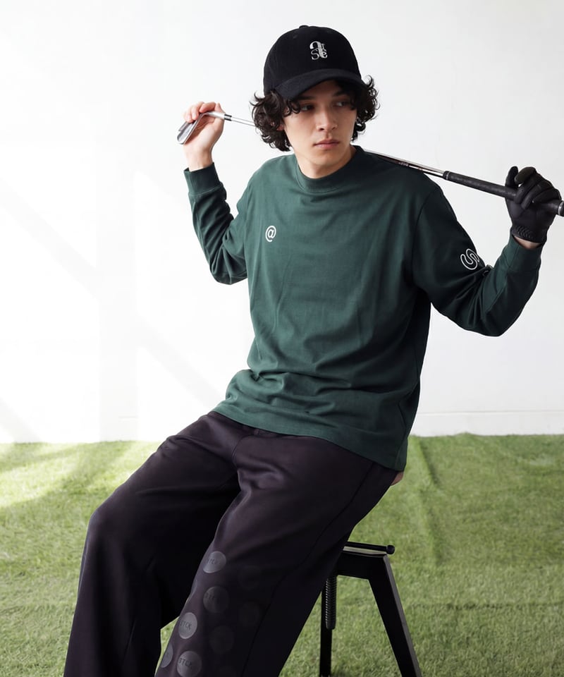 ANTIQUA GOLF×STCH】UNISEX（ユニセックス）ロゴ モックネックT-gre