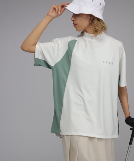 【 ANTIQUAGOLF×STCH 】Asymmetry Logo Tops-white
