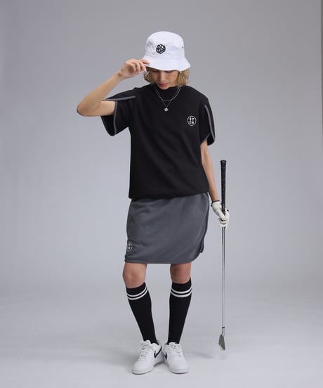 【 ANTIQUAGOLF×STCH 】petal sleeve tops-black