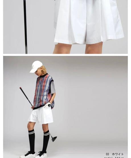 【ANTIQUAGOLF×STCH】LADIES（レディース）A-line half pants white